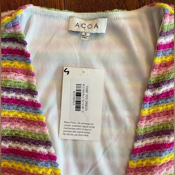 Acoa‎ Cut Out Dress Women S 70s Retro Colorful Mini Boho Bodycon Lined NWT $114 - Picture 5 of 11